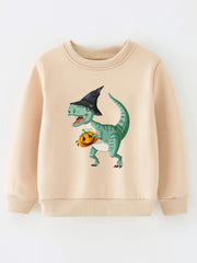 Dino & Pumpkin Girls Sweatshirt for Halloween Party