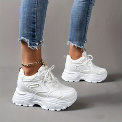 Chunky Thick Sole Sports Sneakers Non Slip Versatile Solid Shoes