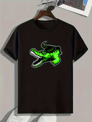 Crocodile Print Men's Sports T-shirt Comfy Tee for Outdoor Fitness Gift