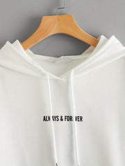 Butterfly & Letter Print Kangaroo Pocket Hoodie Women's Sweatshirt