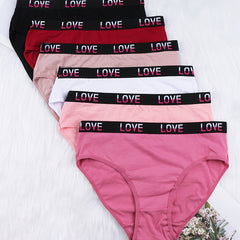 6pcs Mixed Letter Tape Briefs Comfy & Breathable Elastic Panties