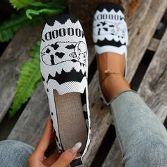 Women's Breathable Mesh Flat Shoes Square Toe Lightweight Slip On Shoes