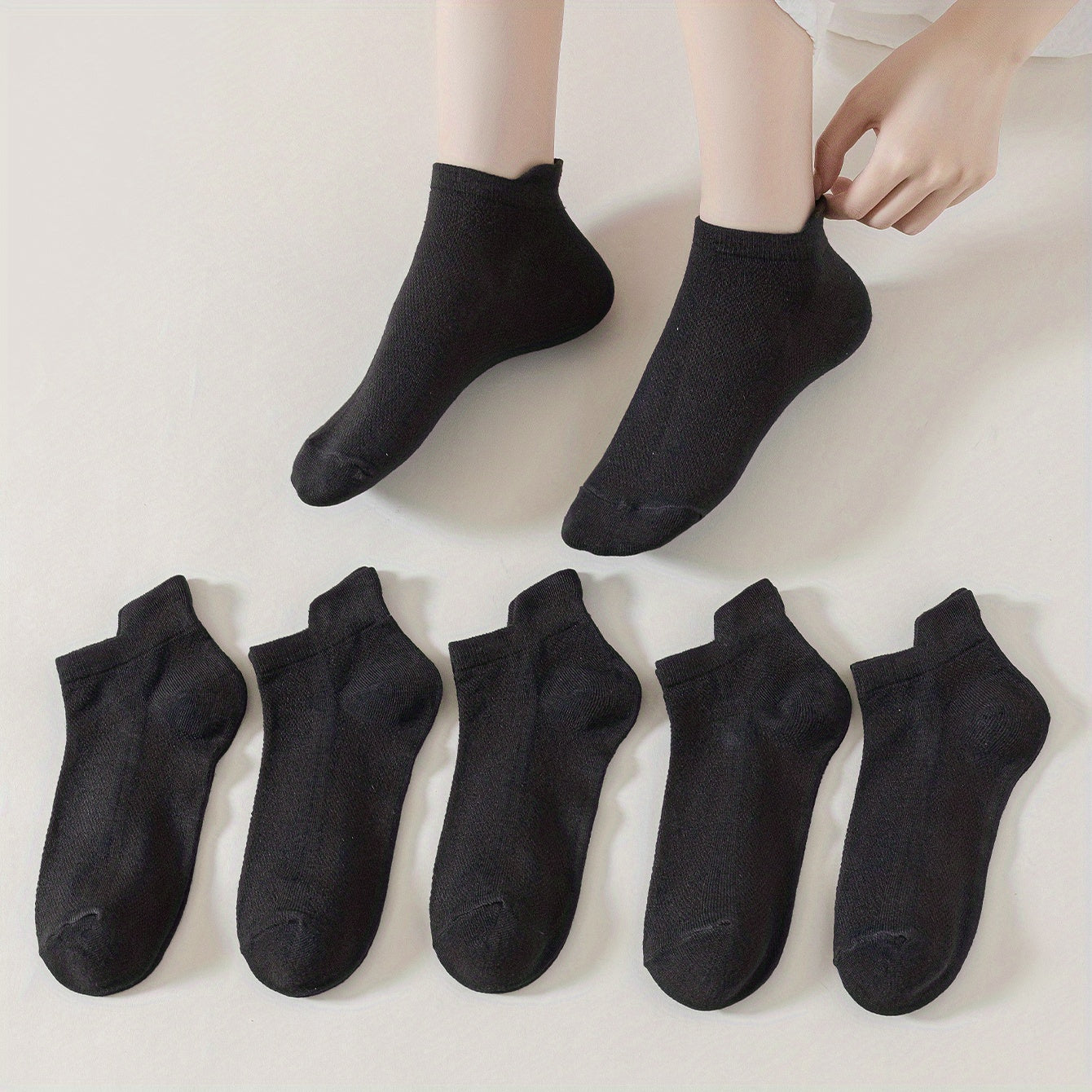 6 Pairs Solid Sports Socks Women's Low Cut Ankle Stockings