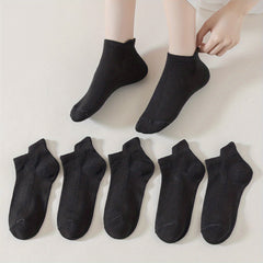 6 Pairs Solid Sports Socks Women's Low Cut Ankle Stockings