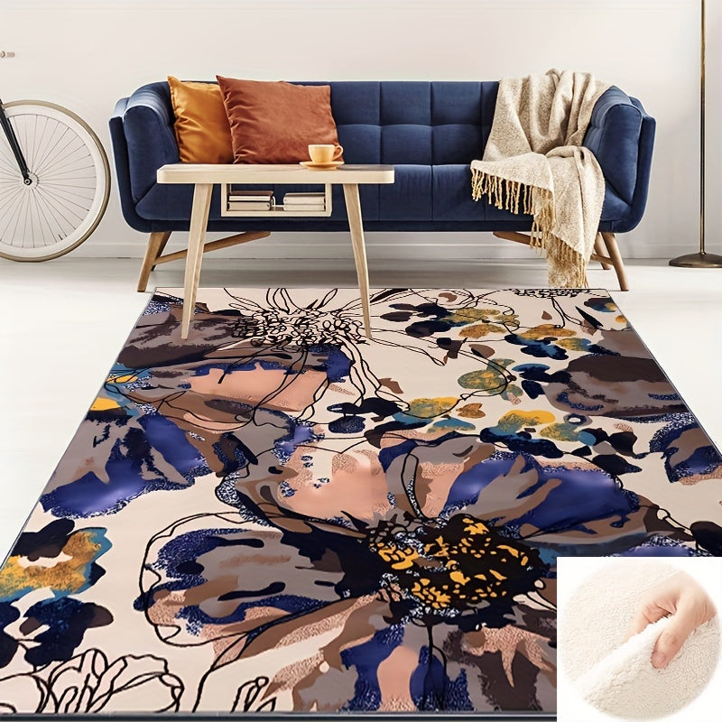 Modern Bright Flowers Area Rug Non Slip for Living Room Bedroom Office