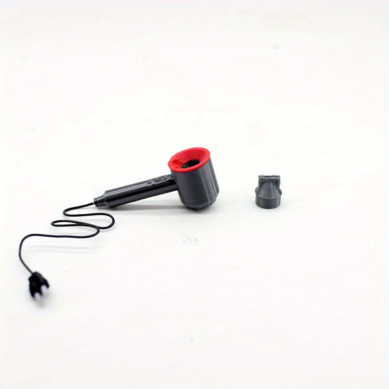 Mini Hair Dryer with Stand and Nozzle for Toy House Decoration
