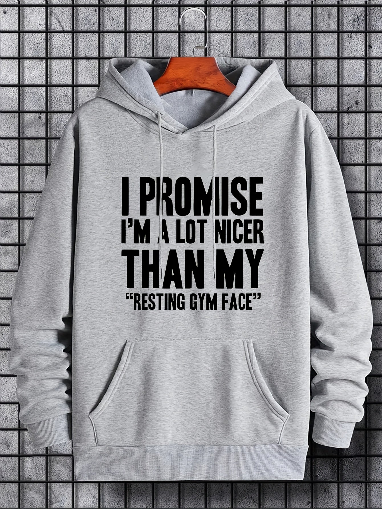 Men's Letter Print Hoodie Casual Sweatshirt for Outdoor Activities