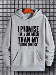Men's Letter Print Hoodie Casual Sweatshirt for Outdoor Activities
