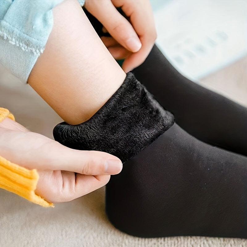 6 Pairs Plush Lined Socks Warm Mid Tube Women's Stockings