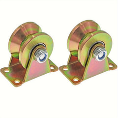 2pcs V Groove Steel Caster Wheel Rope Pulley Sliding Door Wheel
