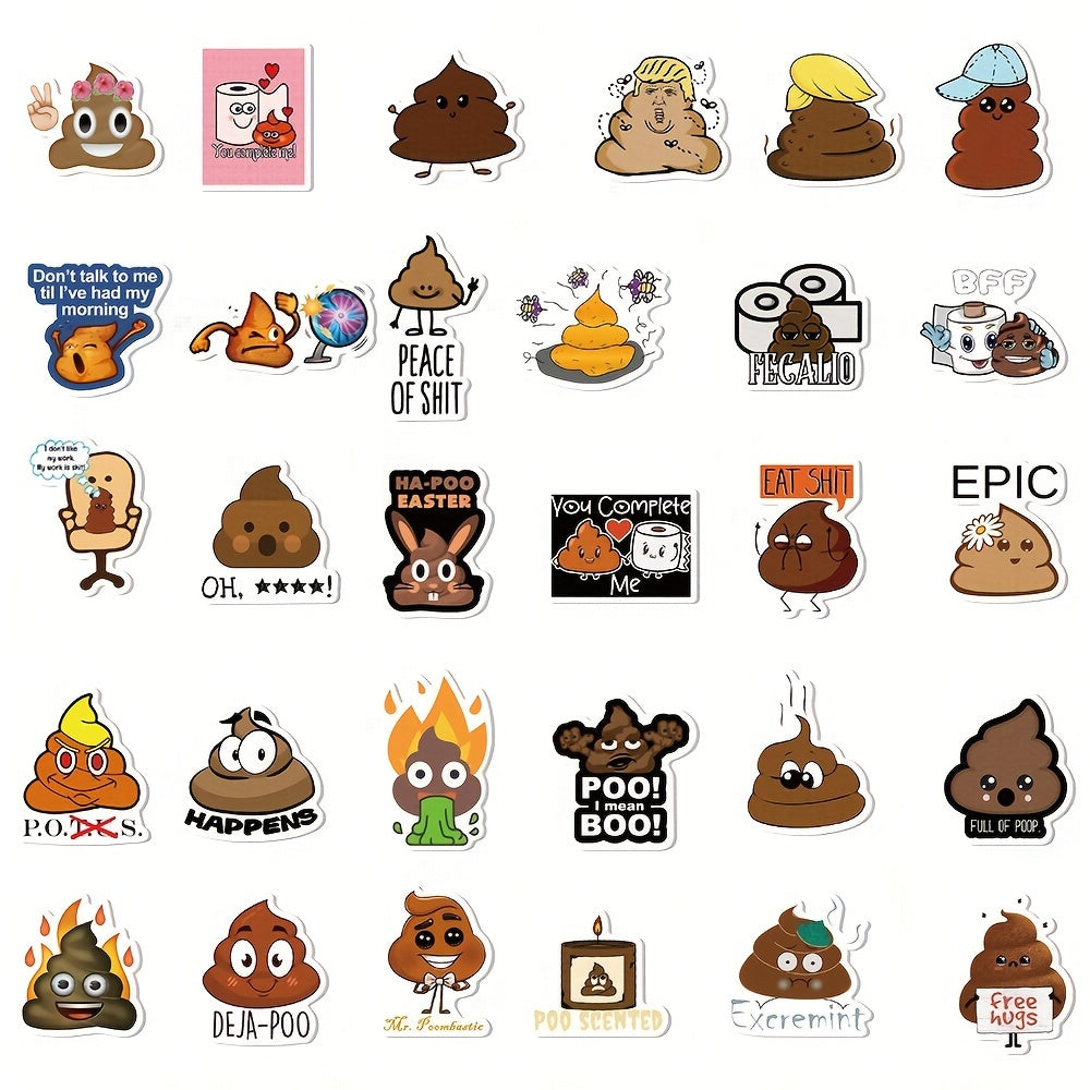 60pcs Cartoon Prank Toilet Expression Stickers Waterproof Vinyl Stickers
