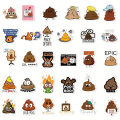 60pcs Cartoon Prank Toilet Expression Stickers Waterproof Vinyl Stickers