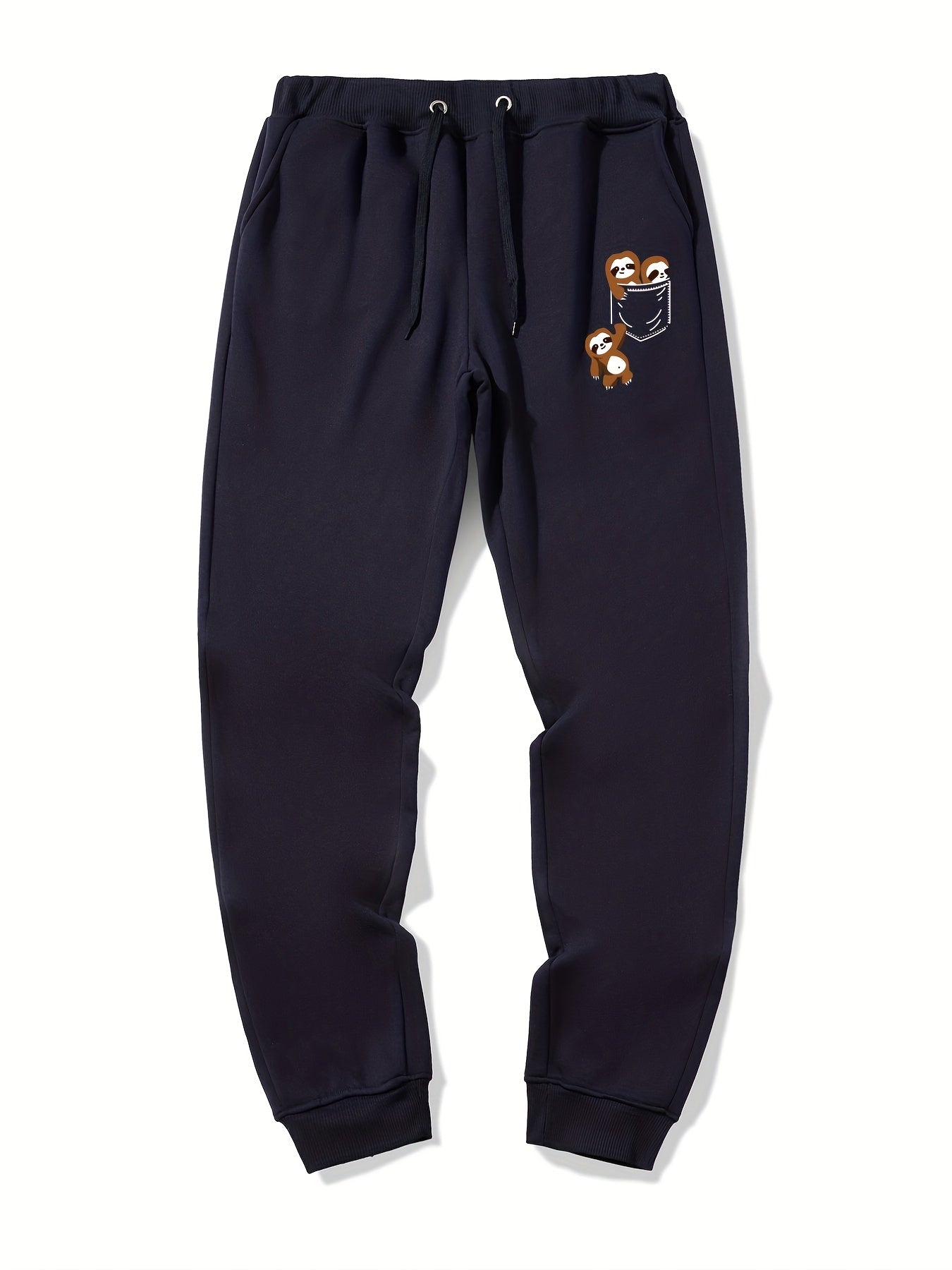 Sloth In Pocket Graphic Drawstring Joggers Men's Sweatpants