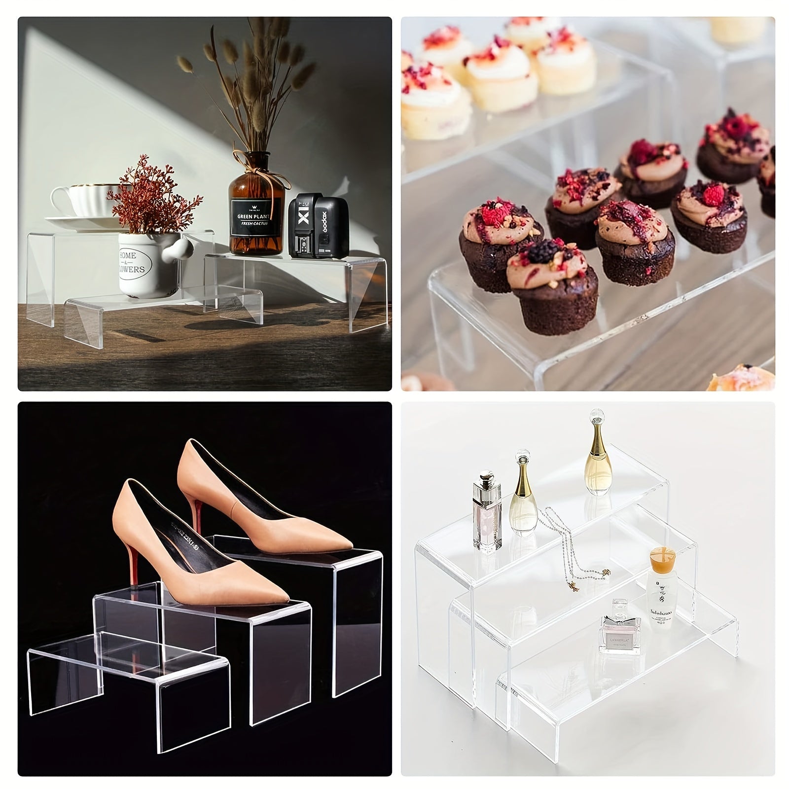 3-Layer Clear Acrylic Display Stand for Desserts Dolls Cosmetics