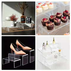 3-Layer Clear Acrylic Display Stand for Desserts Dolls Cosmetics