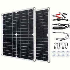 Portable Solar Panel Kit 60A 100A Solar Controller Dual USB 12 5V DC 30W 60W