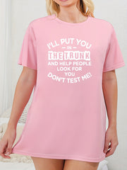 Slogan Print Round Neck Sleep Dress
