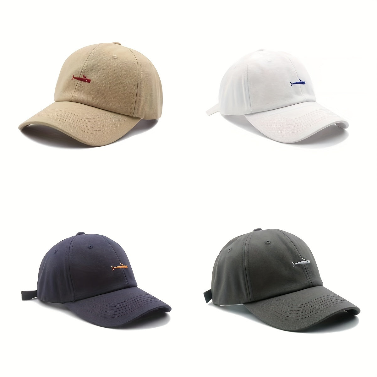 Whale Embroidery Duck Tongue Hat Fish Soft Adjustable Hat