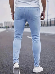 Men's Slim Fit Ripped Jeans High Stretch Denim Pants