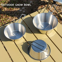 300ml Portable Stainless Steel Bowl for Camping with Foldable Handle