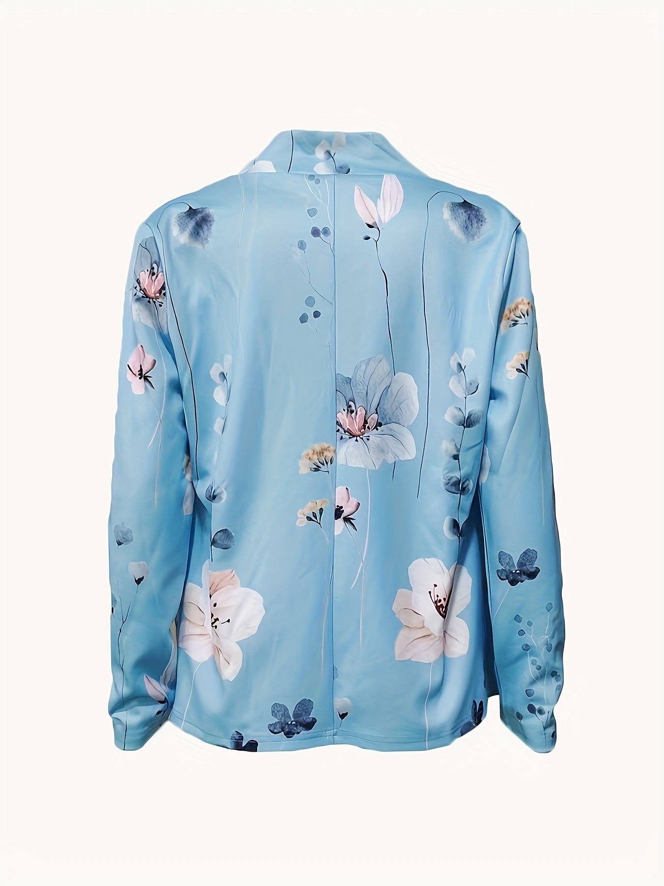 Women's Floral Split Lapel Long Sleeve Blazer