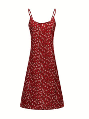 Floral Print V Neck Cami Summer Dress Sexy Backless Spaghetti Strap