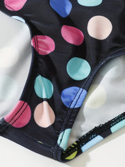Baby Girls Polka Dot Circle Print Split Swimsuit Set for Summer Vacation
