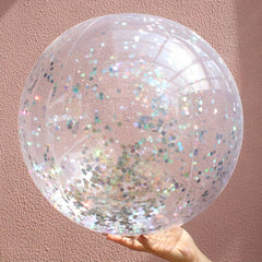 PVC Inflatable Sequin Beach Ball Water Pool Toy Transparent Glitter
