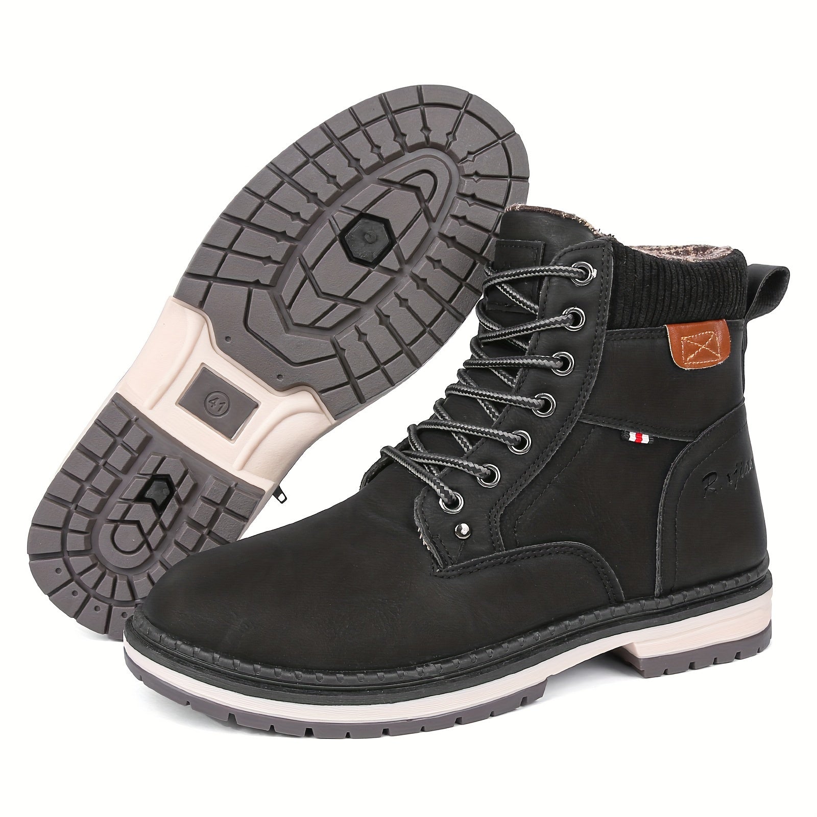 RXJIAN Men's High Top Hiking Shoes Good Grip Breathable Side Zipper Boots