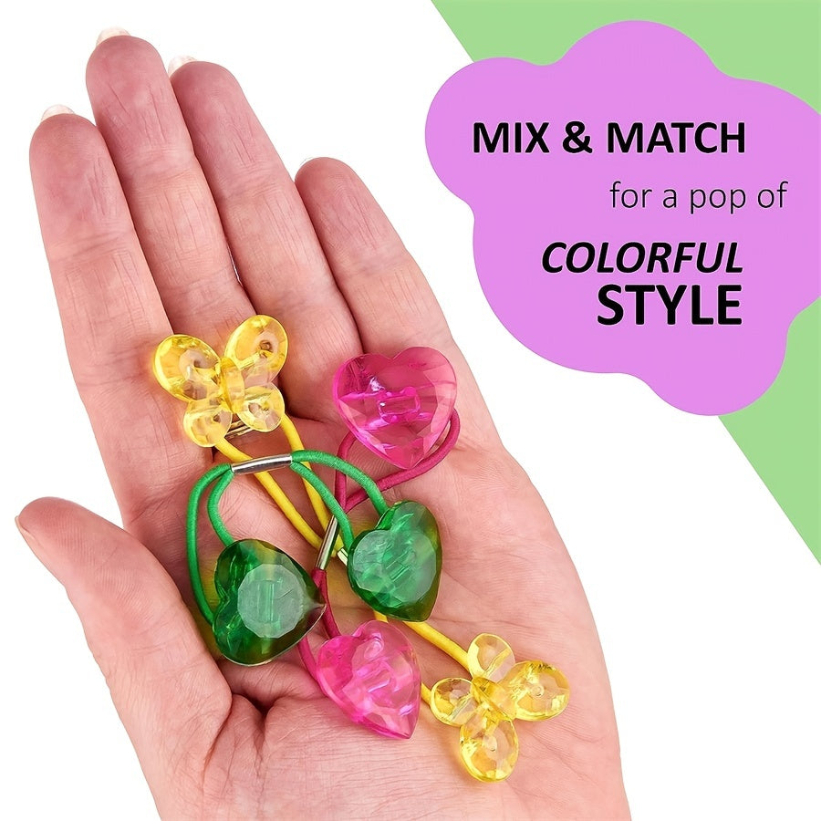 Double Flower Bow Heart Headbands Ponytail Holders for Girls