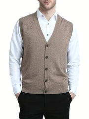 Vintage Style V Neck Button Up Cardigan Vest for Men