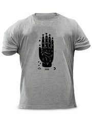 Men's Hand Graphic T-shirt Casual Comfy Crew Neck Tee