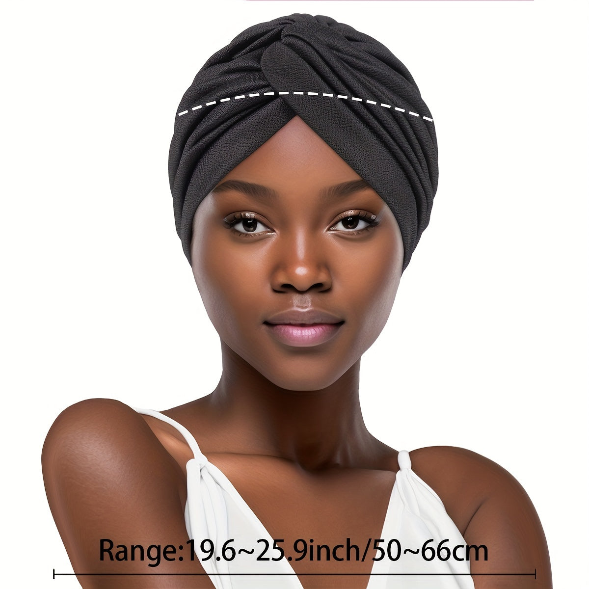 Cross Knot Pleated Turban Cap Solid Head Wrap Elastic Head Scarf