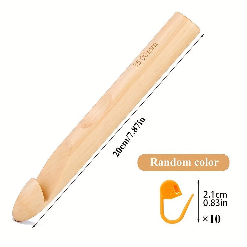 11pcs Wooden Crochet Hooks 25mm Wooden Handle Crochet Hook Bamboo Knitting Croch
