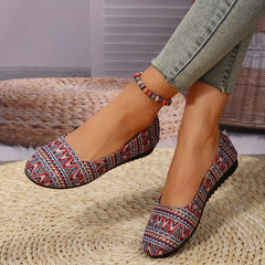 Geometric Pattern Slip On Flat Shoes Lightweight Comfortable Shoes