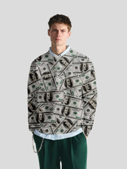 Fancy Money All Over Print Sweatshirt Men's Casual Graphic Crew