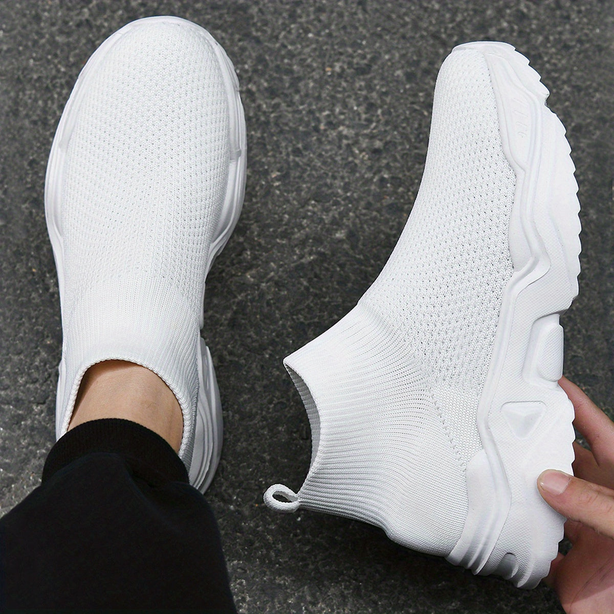 Men's Knitted Breathable Slip On Casual Shoes Lightweight Sock Shoes