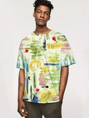 Men's Graffiti Print T-shirt - Creative Design, Casual Fit, Short Sleeve Tee