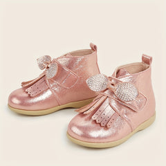 Rhinestone Bow Boots Girls Warm Winter Non-slip Comfortable
