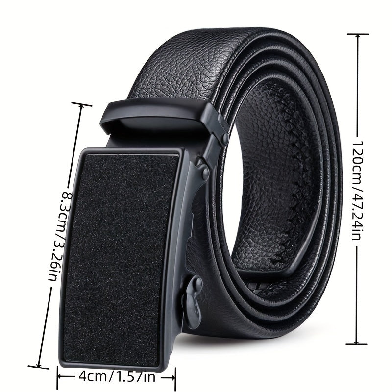 Men's PU Leather Belt Automatic Buckle Starry Frosted Texture Business Belt