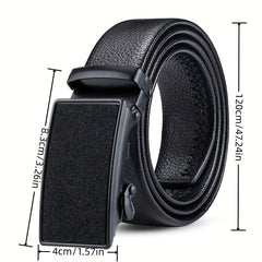 Men's PU Leather Belt Automatic Buckle Starry Frosted Texture Business Belt
