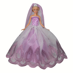 Doll Wedding Dresses with Crown Veil Party Skirts for Girl Doll