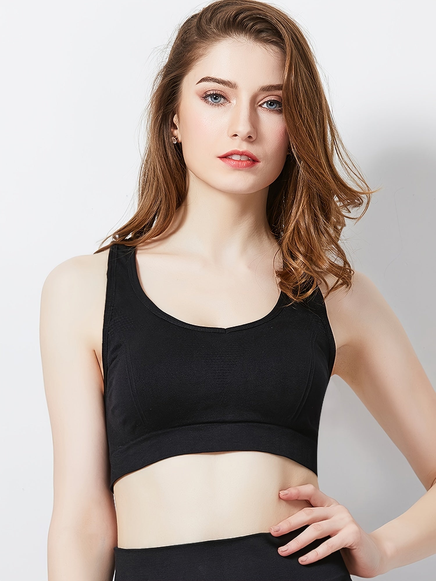 3pcs Racerback Sports Bras Padded High Impact Support Gym Yoga Fitness Bra