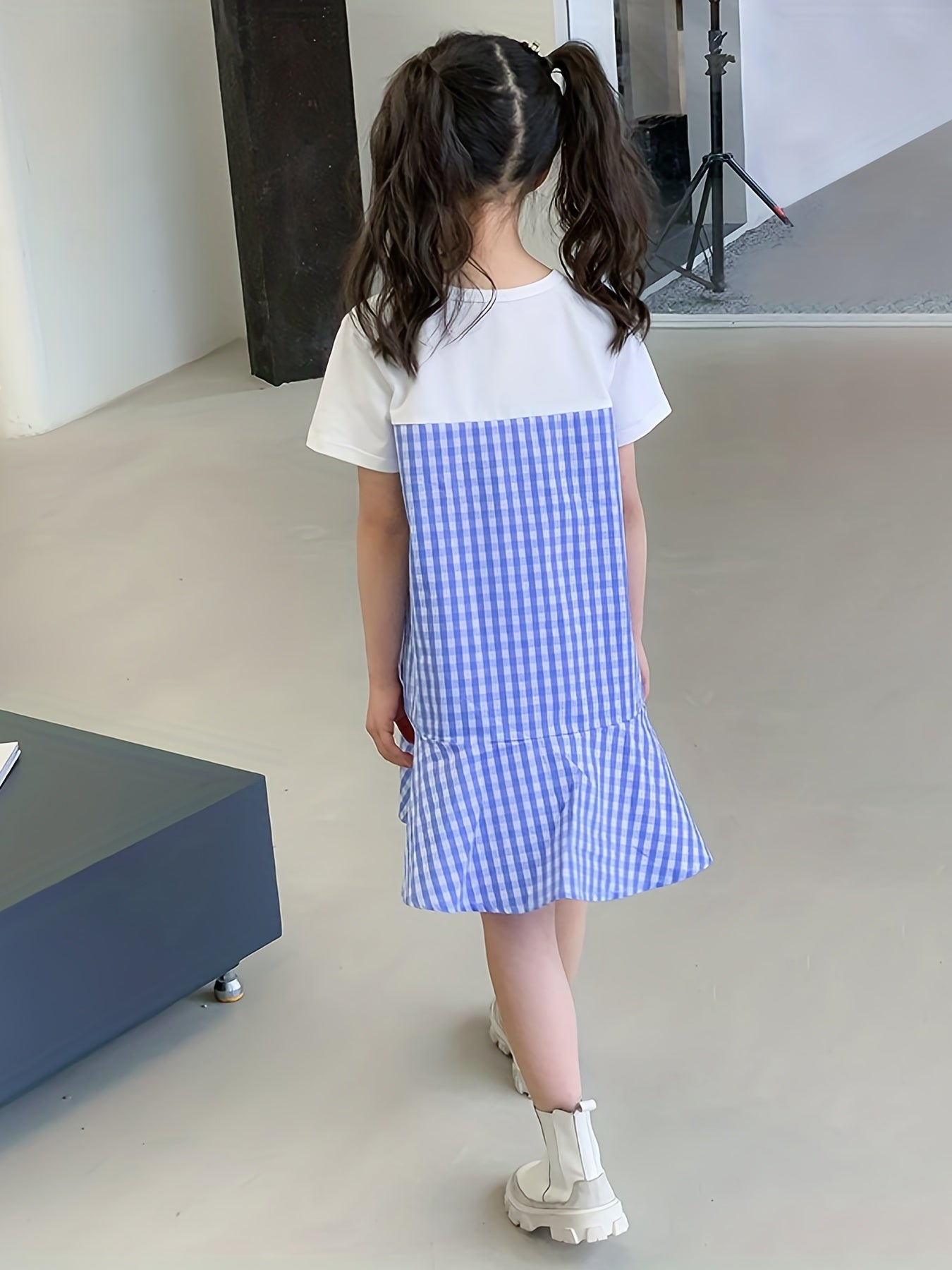 Girl's Letter Print One-piece Cotton Dress for Summer Party