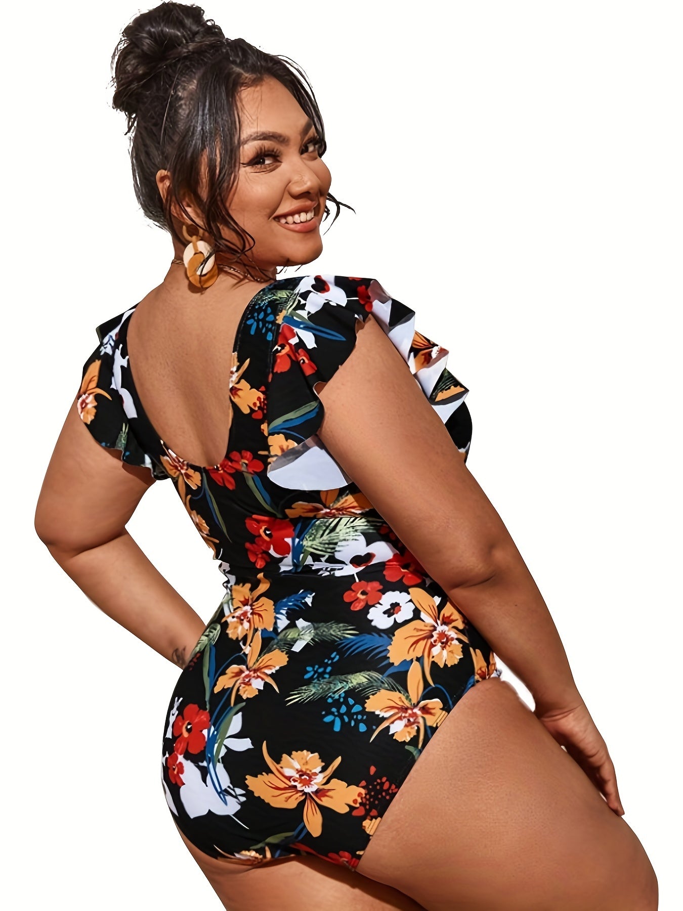 Retro Swimsuit Women's Floral Print One Piece S