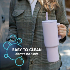 40oz Tumbler with Handle & Straw Lid Insulated Cup Stainless Steel Bottle