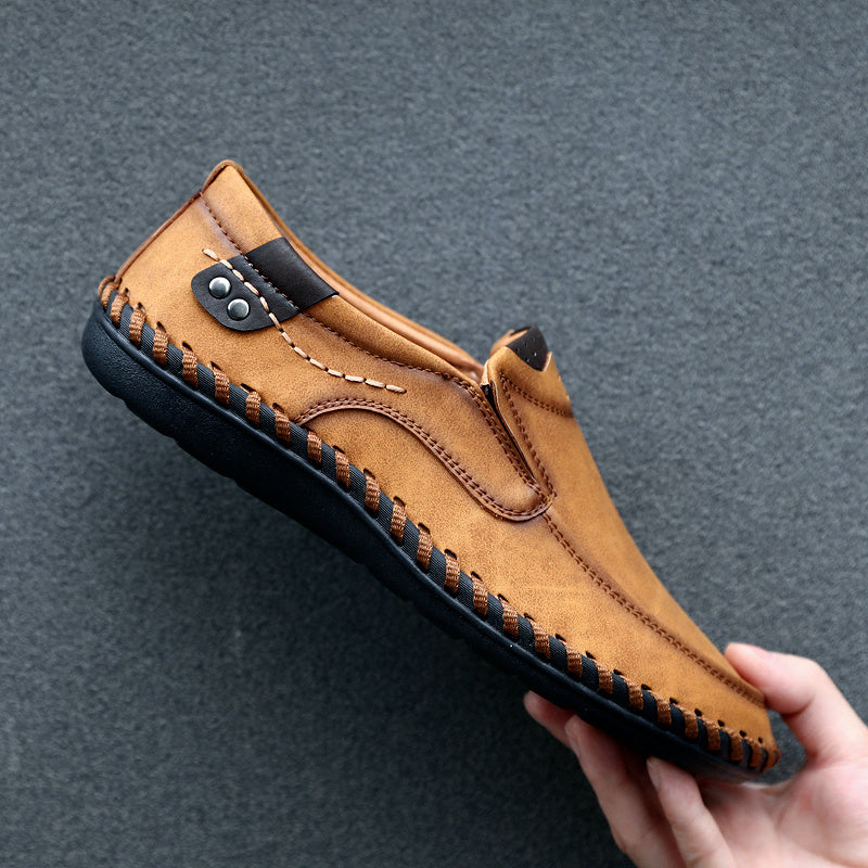 Men's Stitch Detail Loafer Shoes Comfy Moc Toe Slip On Shoes