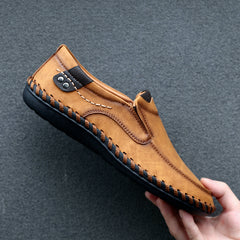 Men's Stitch Detail Loafer Shoes Comfy Moc Toe Slip On Shoes