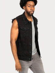 Men's Ripped Denim Vest Retro Sleeveless Jackets