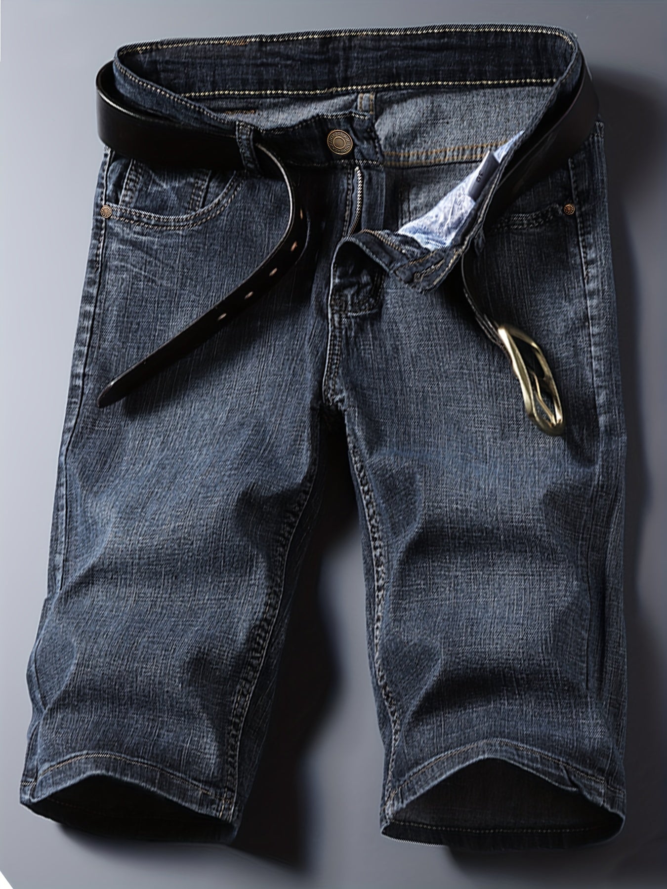 Men's Denim Shorts With Pockets Straight Regular Denim Shorts
